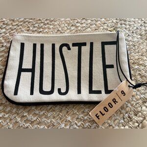 Canvas Hustle Zip Pouch – Natural with Black Print